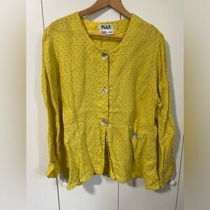 Flax Yellow Button-Up Blouse Size M
